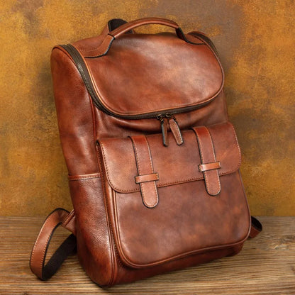 Vegetable Tanned Cowhide Luxury Leather Backpack