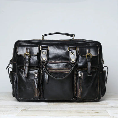 Large Capacity Crazy Horse Leather Business Briefcase