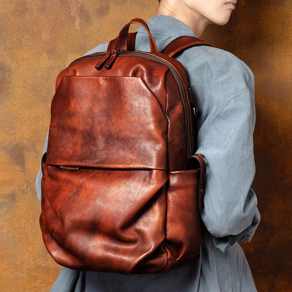 Brown Leather Backpack Mens - Large Capicity Bag