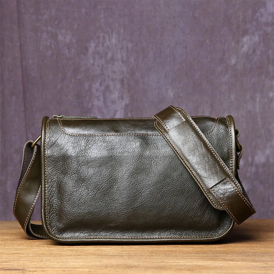 Top Layer Cowhide Unisex Leather Crossbody Bag
