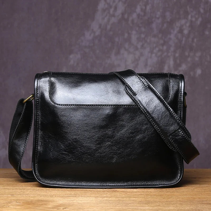 Top Layer Cowhide Unisex Leather Crossbody Bag