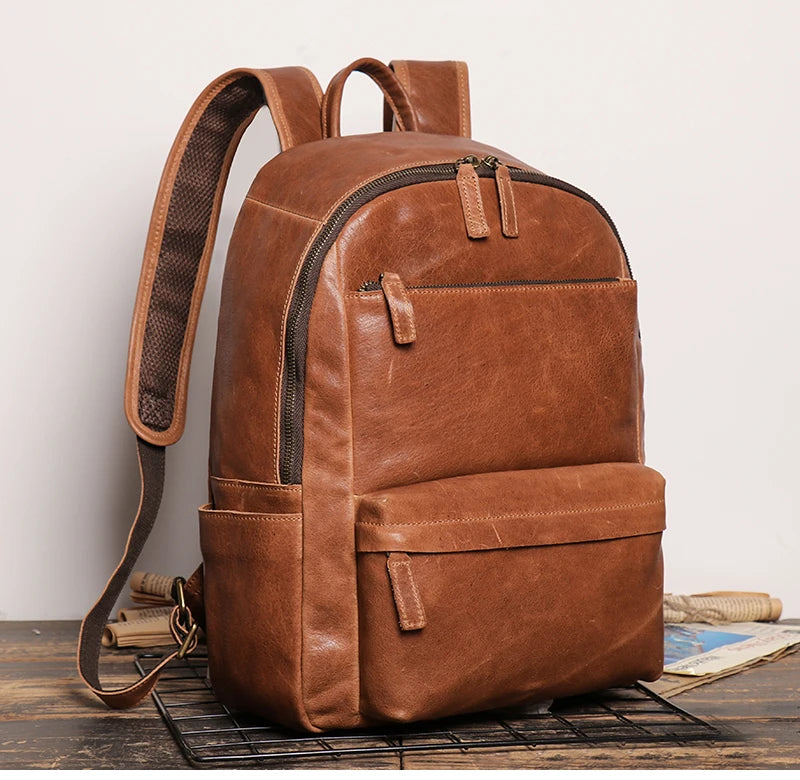 Handmade Black Leather Backpack For woman