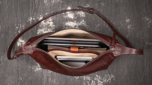 Minimalist Leather Crossbody Bag With Zipper