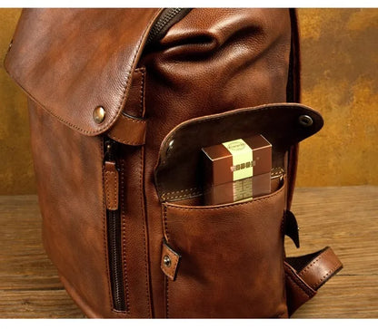 Top Layer Cowhide Unisex Black Luxury Work Backpack