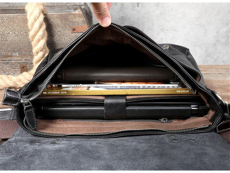 Ultra Soft Black Leather Laptop Bags For Men
