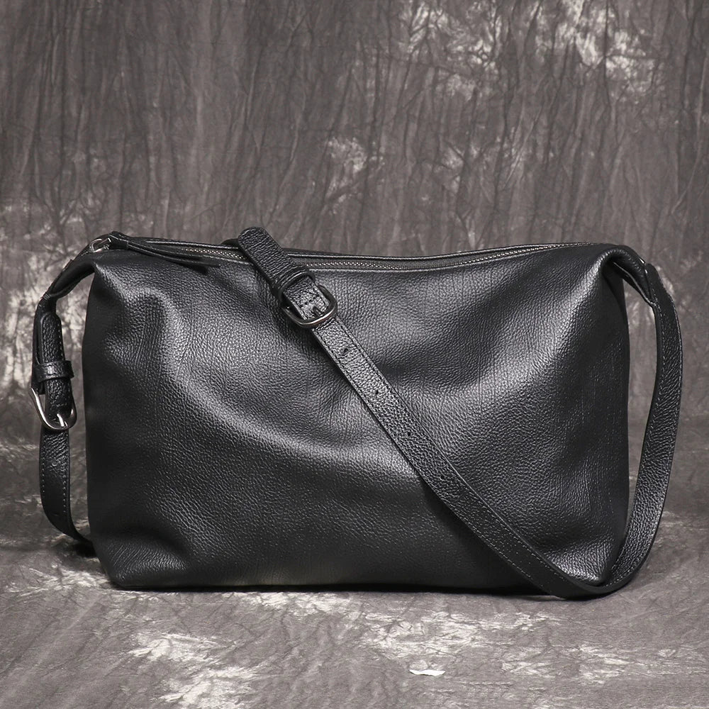 Minimalist Leather Crossbody Bag With Zipper