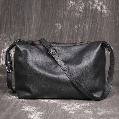 Minimalist Leather Crossbody Bag With Zipper