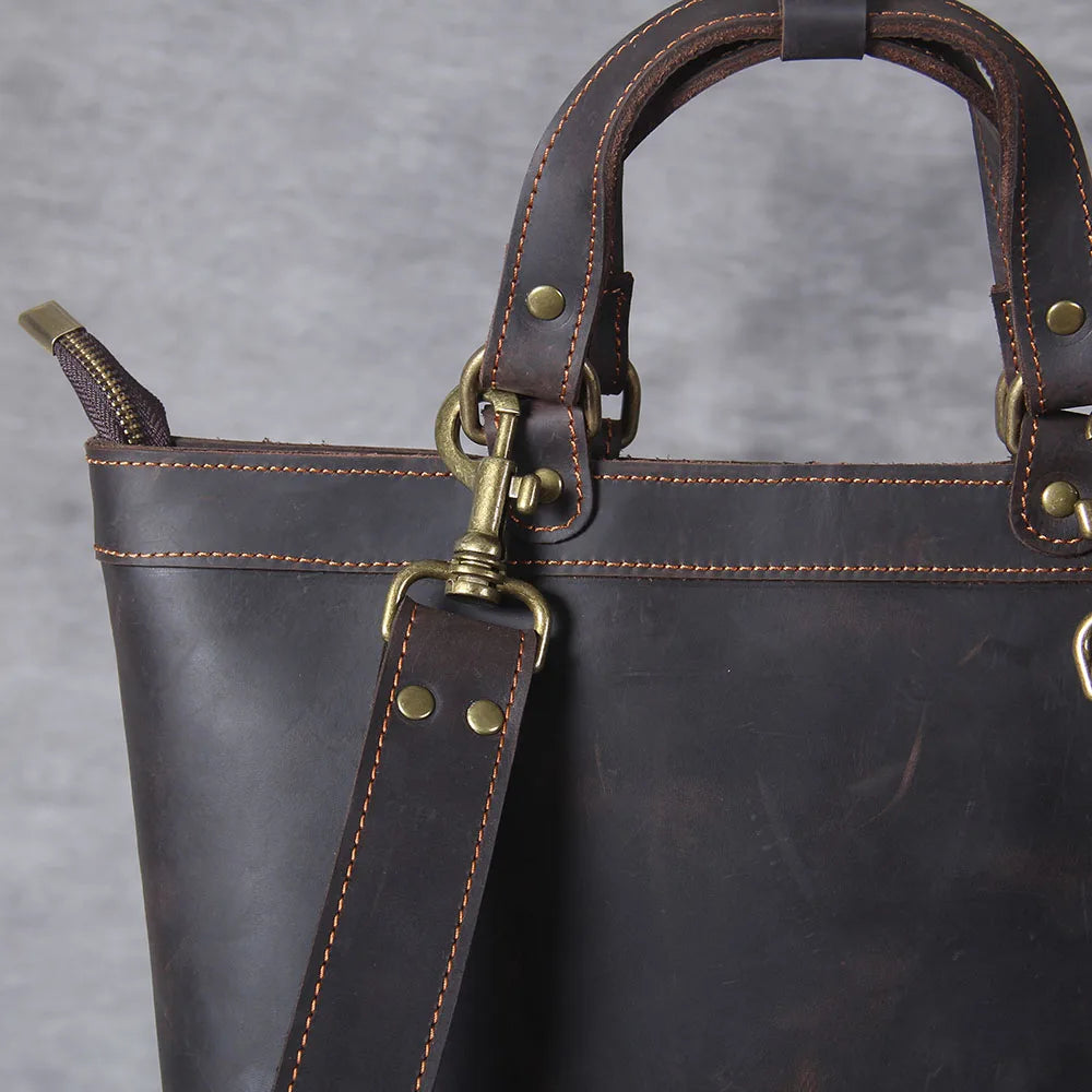 Unisex Leather Convertible Backpack and Shoulder Bag