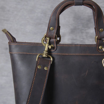 Unisex Leather Convertible Backpack and Shoulder Bag