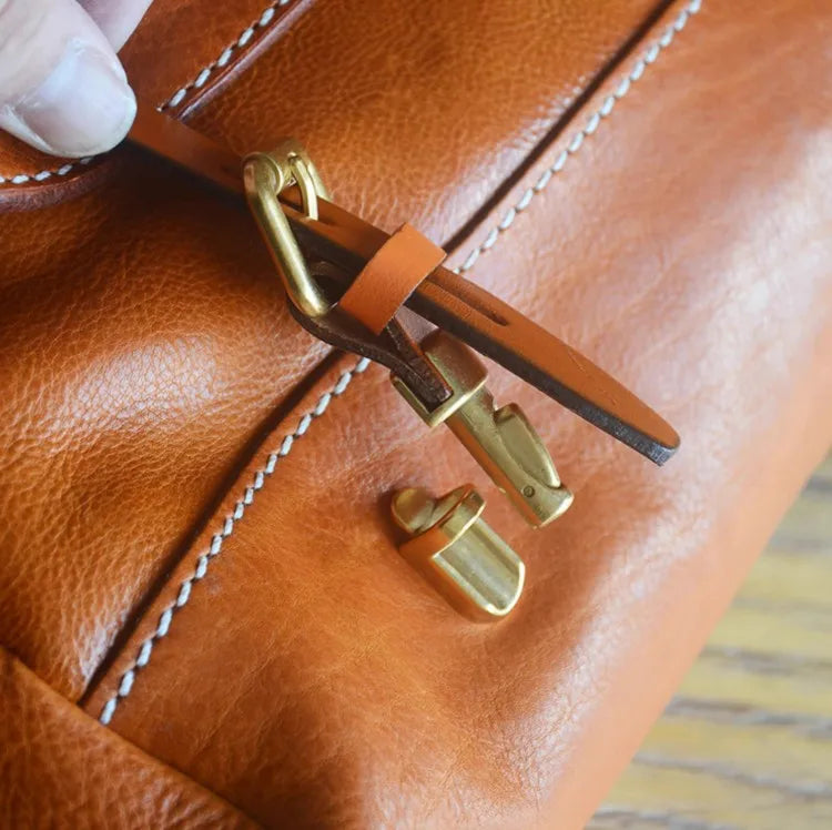 Unisex Soft Brown Leather Messanger Bag