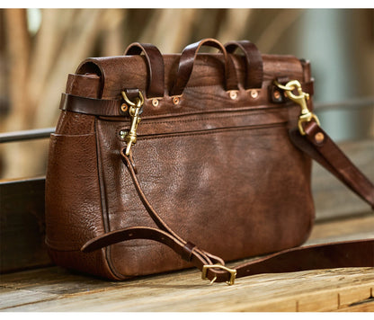 Unisex Leather Messenger Bag For Laptop