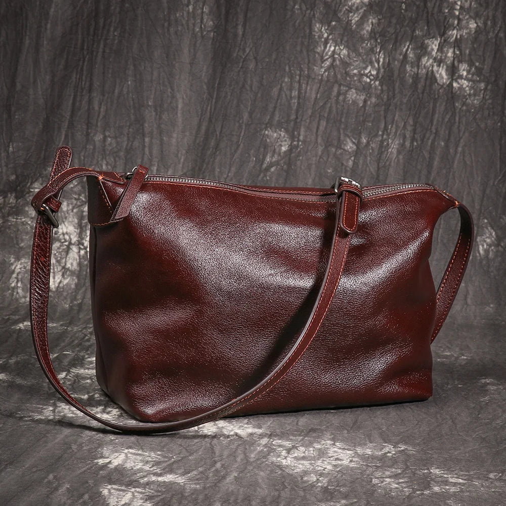 Minimalist Leather Crossbody Bag With Zipper