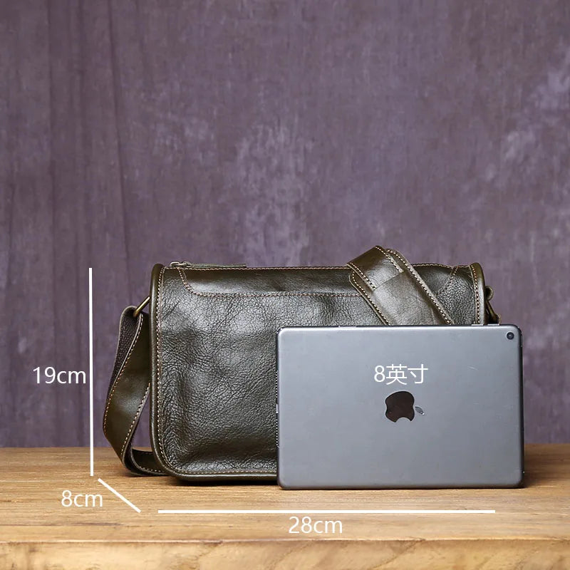 Top Layer Cowhide Unisex Leather Crossbody Bag