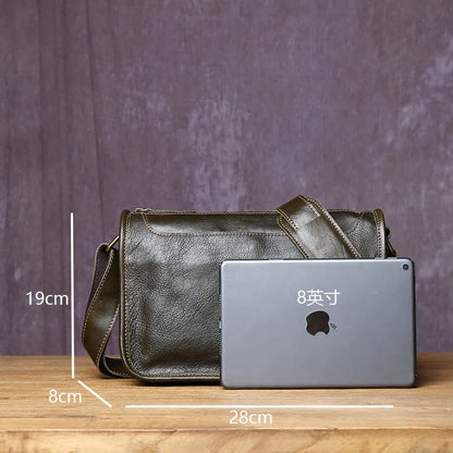 Top Layer Cowhide Unisex Leather Crossbody Bag
