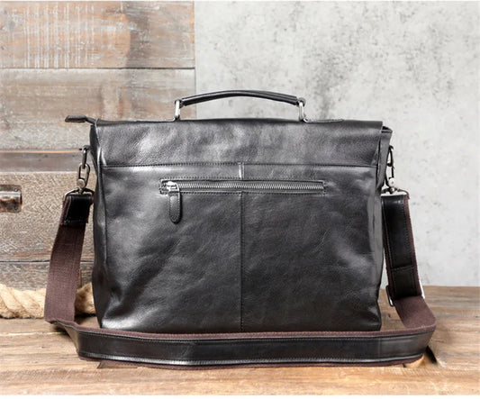 Ultra Soft Black Leather Laptop Bags For Men