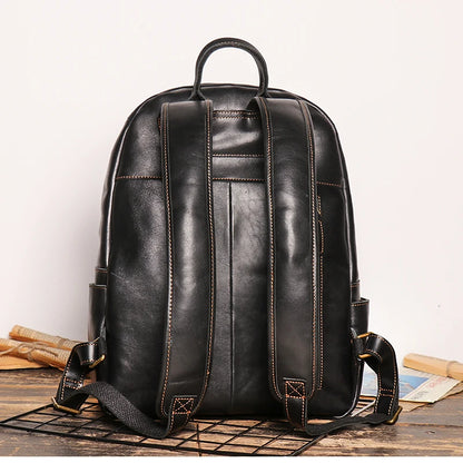 Handmade Black Leather Backpack For woman