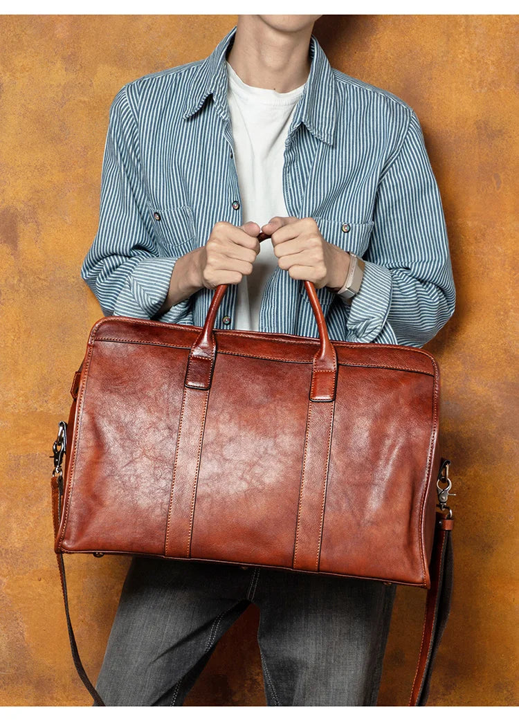 Vegetable Tanned  17-Inch Travel Business Bag