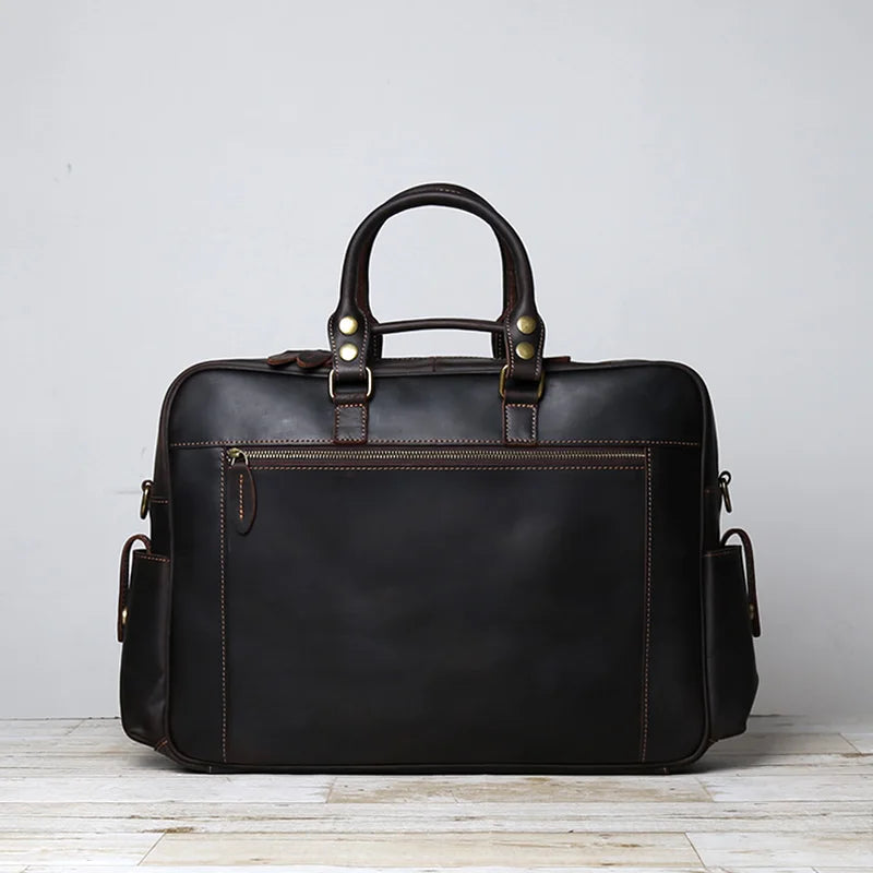 Large Capacity Crazy Horse Leather Business Briefcase
