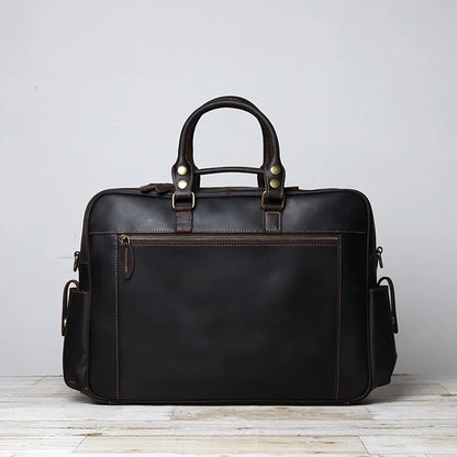 Large Capacity Crazy Horse Leather Business Briefcase