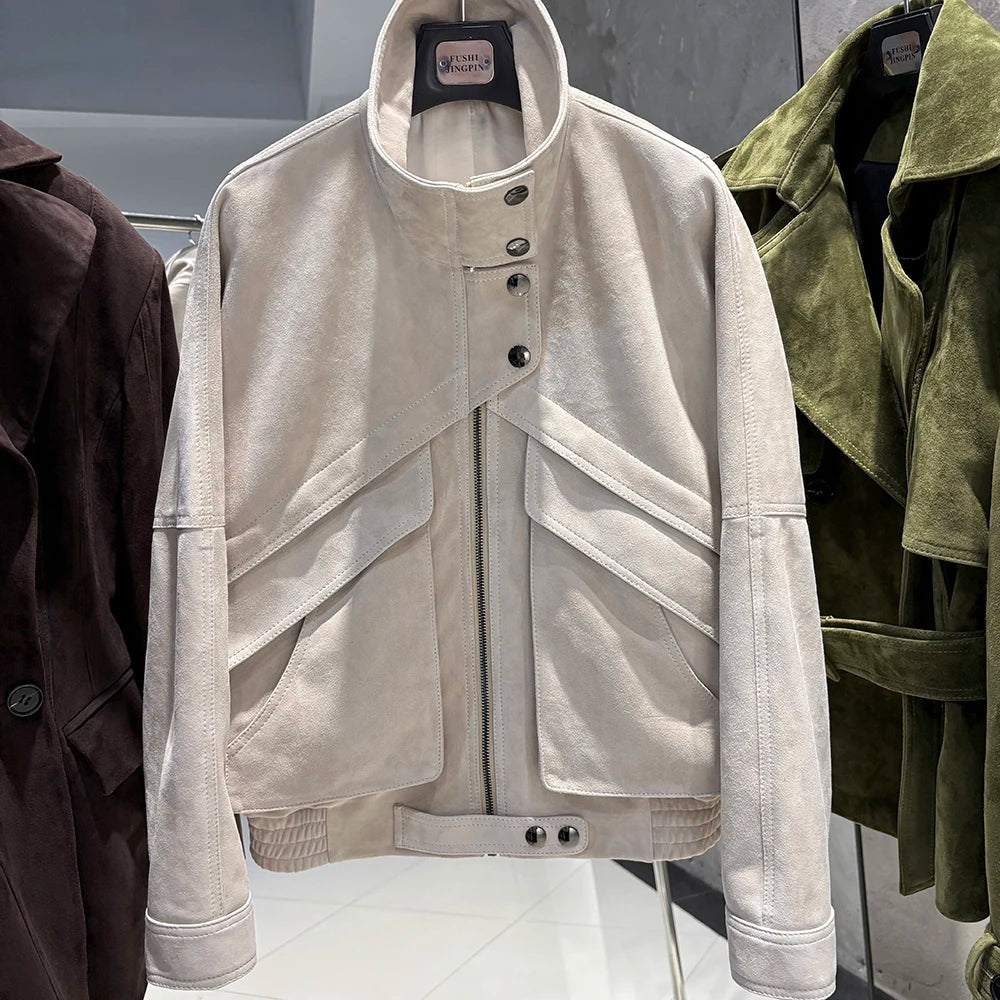 Suede Jacket Women Real Leather Jacket