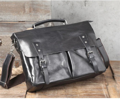 Ultra Soft Black Leather Laptop Bags For Men