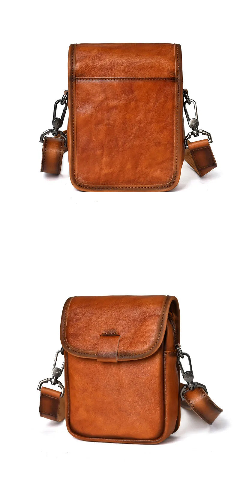 Unisex Vintage Genuine Leather Small Crossbody Bag