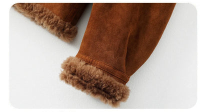 Brown Genuine Leather Jacket With Faux Fur