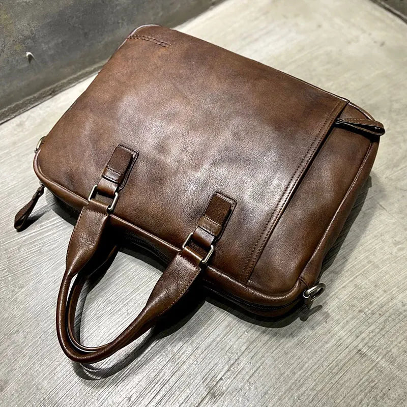 Prime Mens Leather Laptop Shoulder Bag