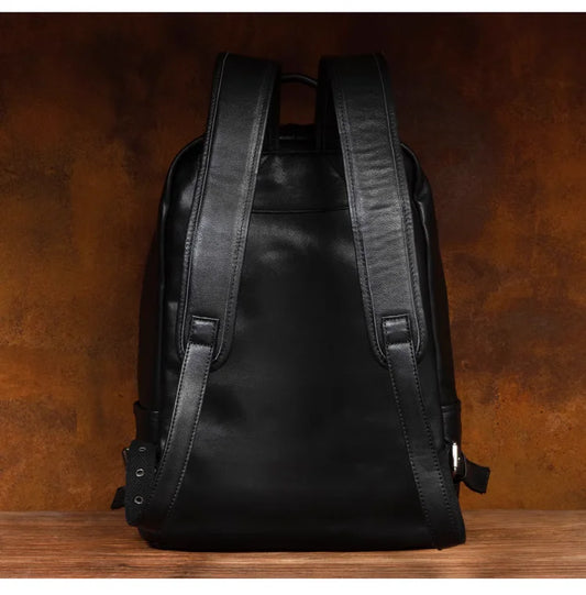 Unisex Black Leather Rucksack - Work Backpack