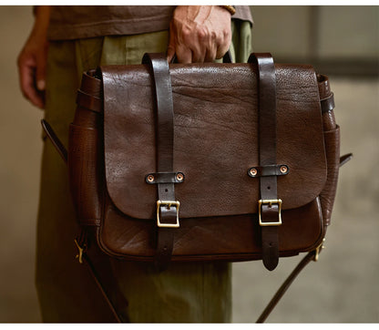 Unisex Leather Messenger Bag For Laptop