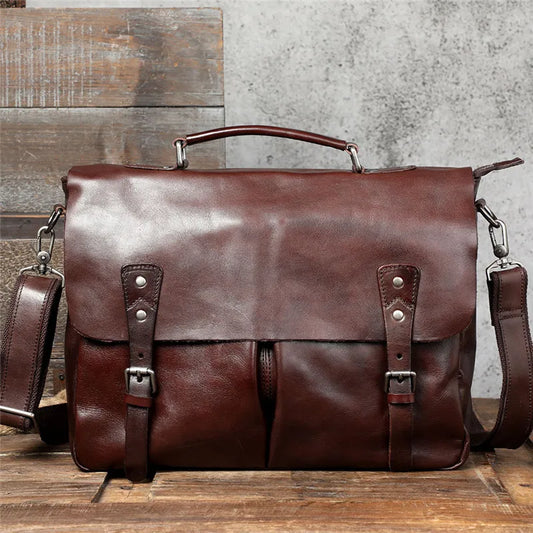 Ultra Soft Brown Leather Laptop Bags For Men