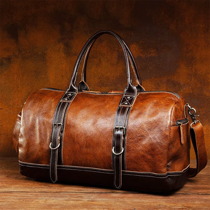 Top Layer Mens Vintage Leather Duffle Bag