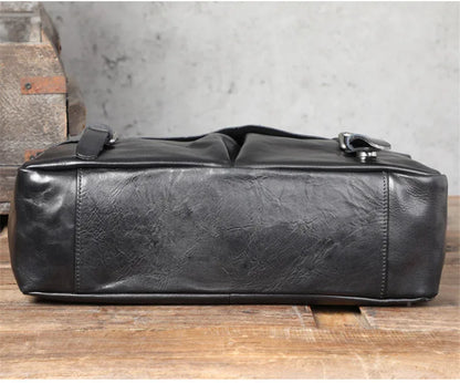 Ultra Soft Black Leather Laptop Bags For Men