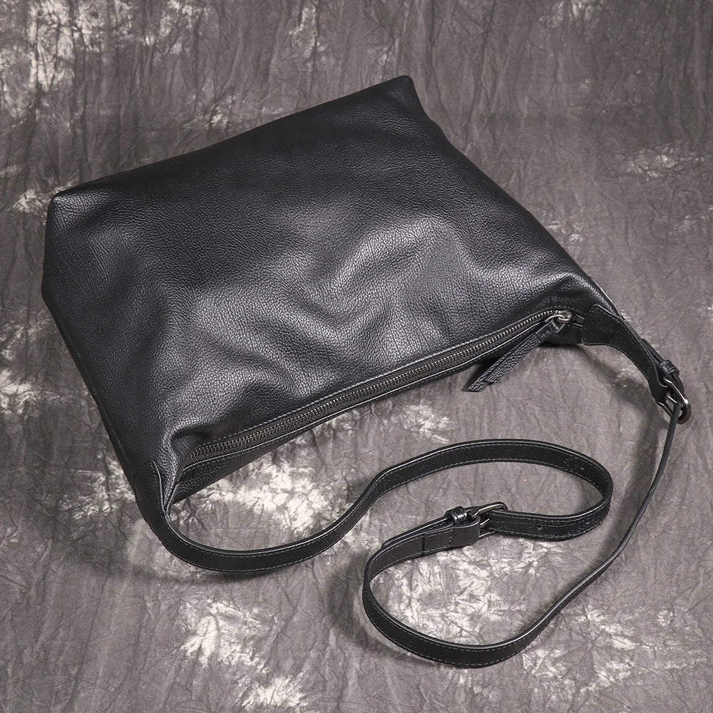Minimalist Leather Crossbody Bag With Zipper