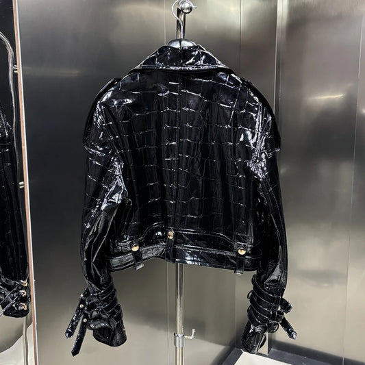 2025 Spring New Shinny Leather Jackets Women Real Sheepskin Coats Women Natural Lambskin Clothes