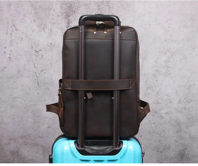Unisex Vintange Crazy Horse Leather Backpack