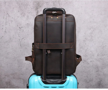 Unisex Vintange Crazy Horse Leather Backpack
