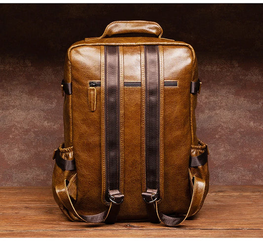 Retro Unisex Cowhide Travel Backpack - Large Capacity bag