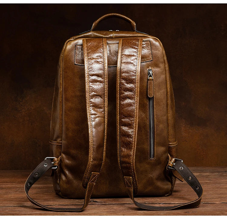 Unisex Black Leather Rucksack - Work Backpack