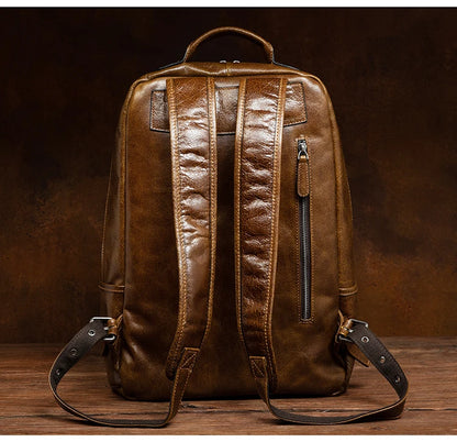 Unisex Black Leather Rucksack - Work Backpack