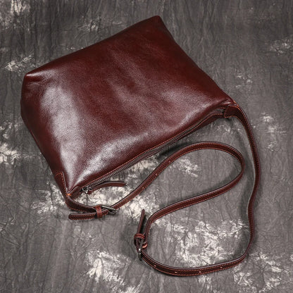 Minimalist Leather Crossbody Bag With Zipper