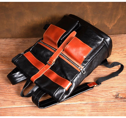 Large Capacity Business Leather Flap Backpack