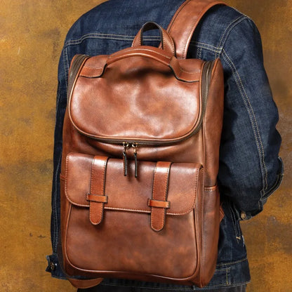 Vegetable Tanned Cowhide Luxury Leather Backpack