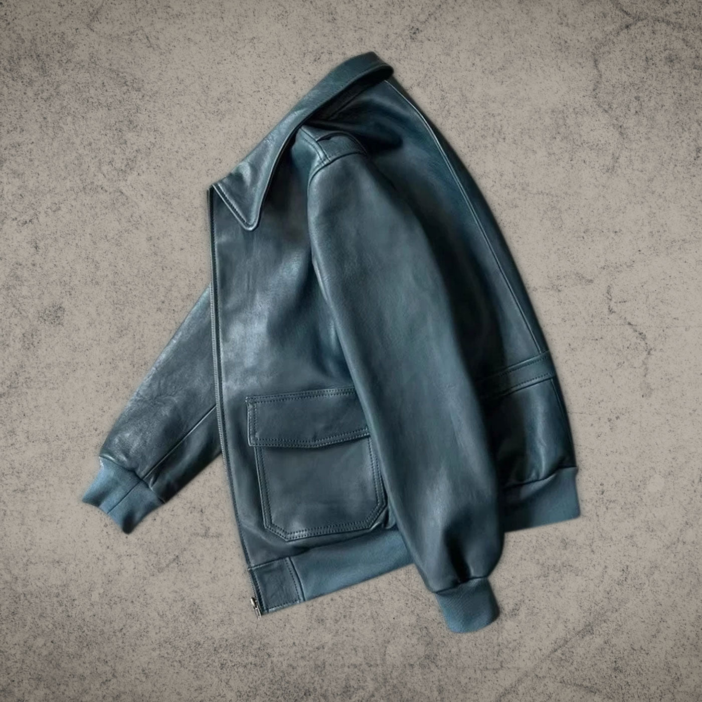 British Blue Bomber Leather Jacket