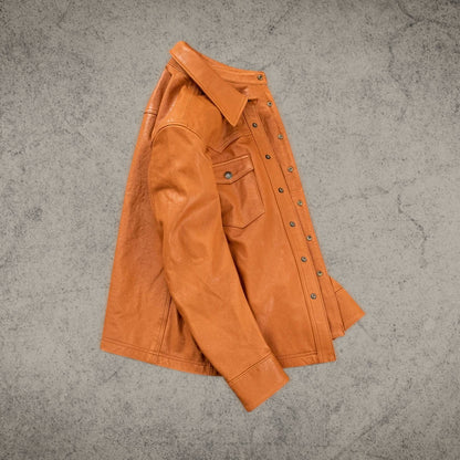 Vintage Brown Leather Jacket Shirt