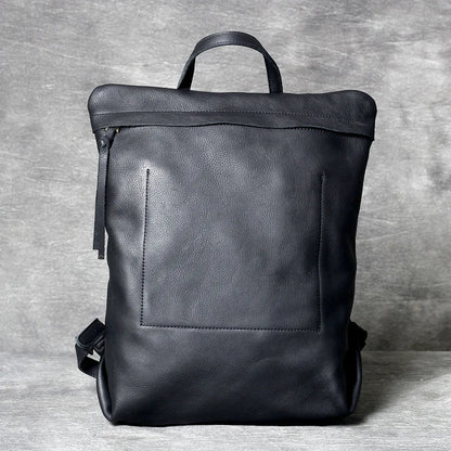 Unisex Black Leather Luxury Work Backpack
