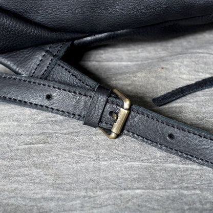 Unisex Black Leather Luxury Work Backpack