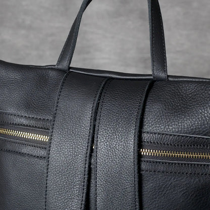 Unisex Black Leather Luxury Work Backpack