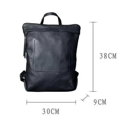 Unisex Black Leather Luxury Work Backpack