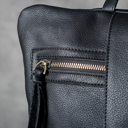 Unisex Black Leather Luxury Work Backpack